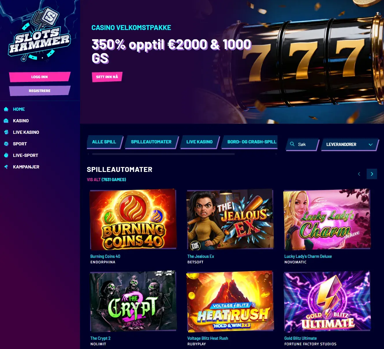 Slotshammer Casino forside